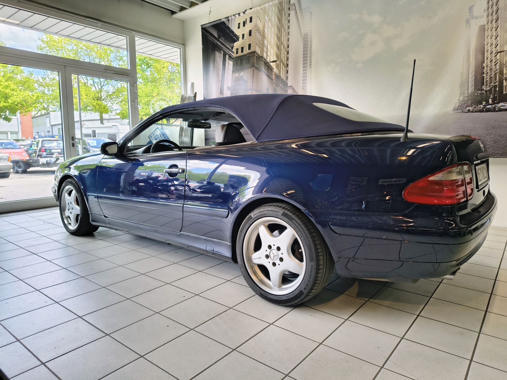 Mercedes CLK230 Kompressor 1. Hand Tansanitblau Leder Grau